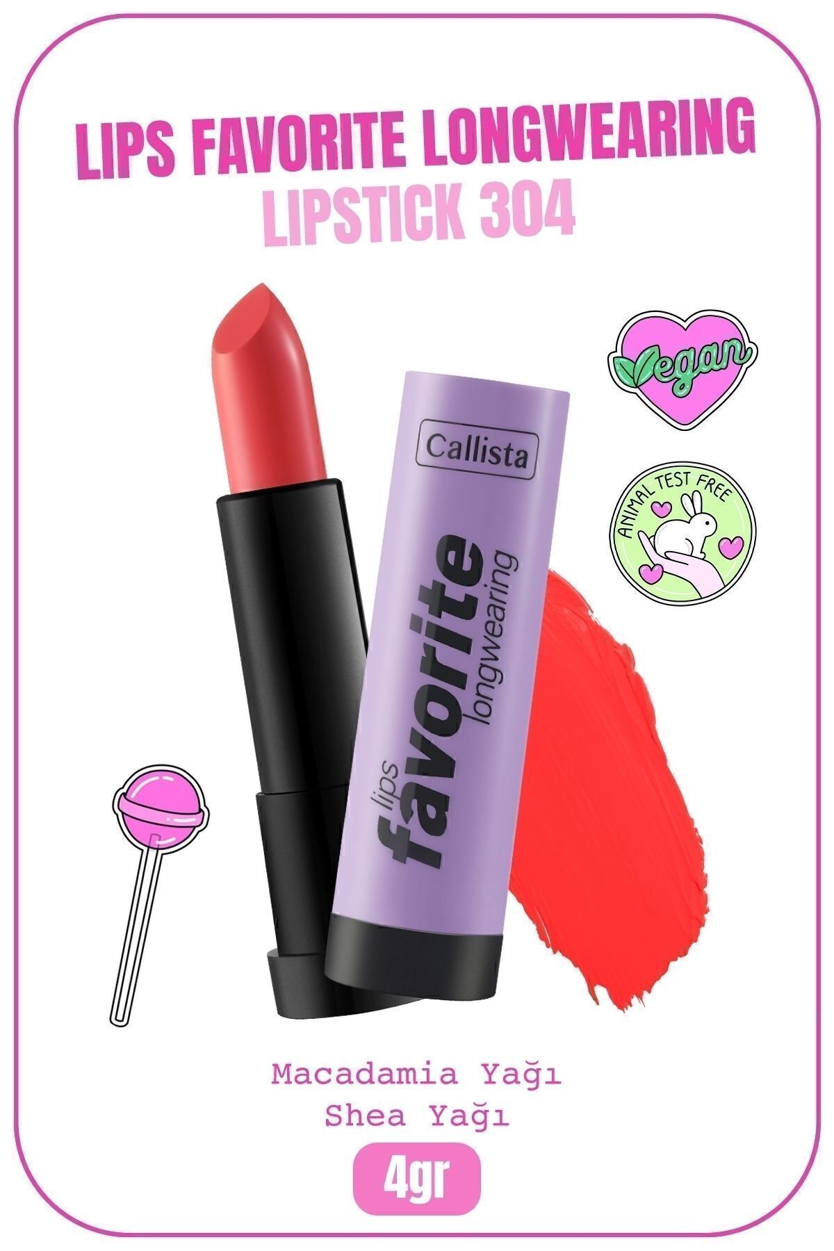 کالیستا رژ لب بادوام محبوب لبها، رژ لب شماره 304 نارنجی - صورتی کالیستا رژ لب بادوام محبوب لبها، رژ لب شماره 304 نارنجی - صورتی