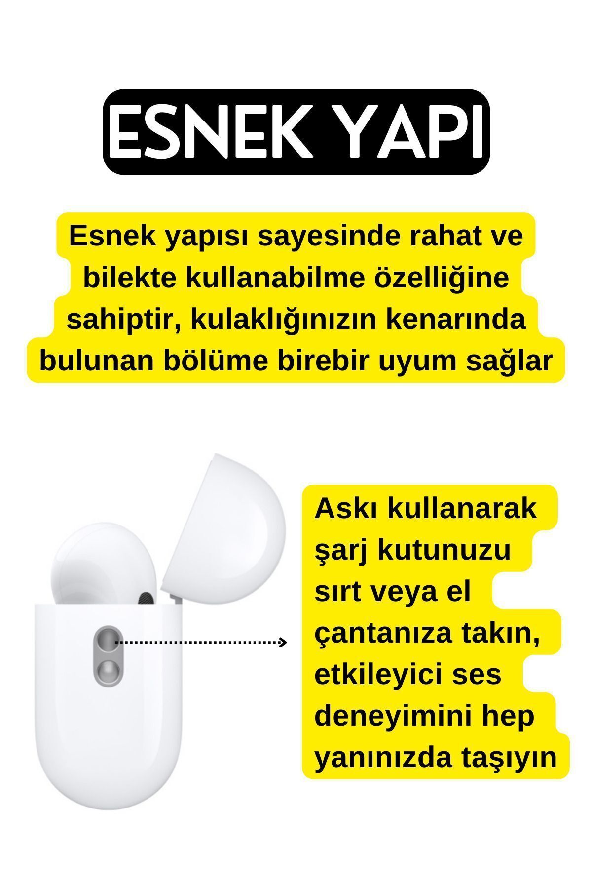 Pro 2. Nesil Uyumlu Yumuşak Silikon Kulaklık Askısı, Kulaklık İpi, El Kayışı 2