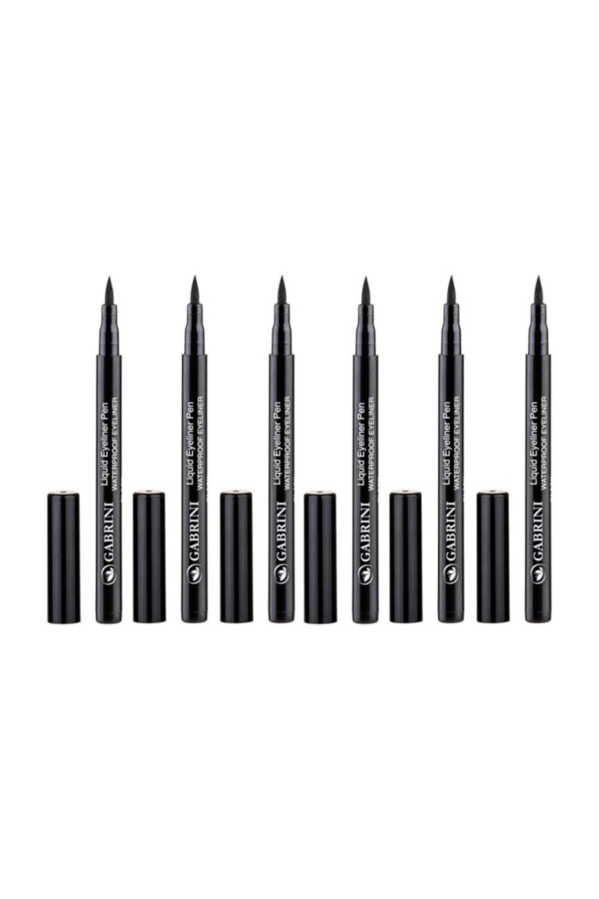 Gabrini Pen Dipliner Black Waterproof Liquid Eyeliner Pen X 6 Pieces