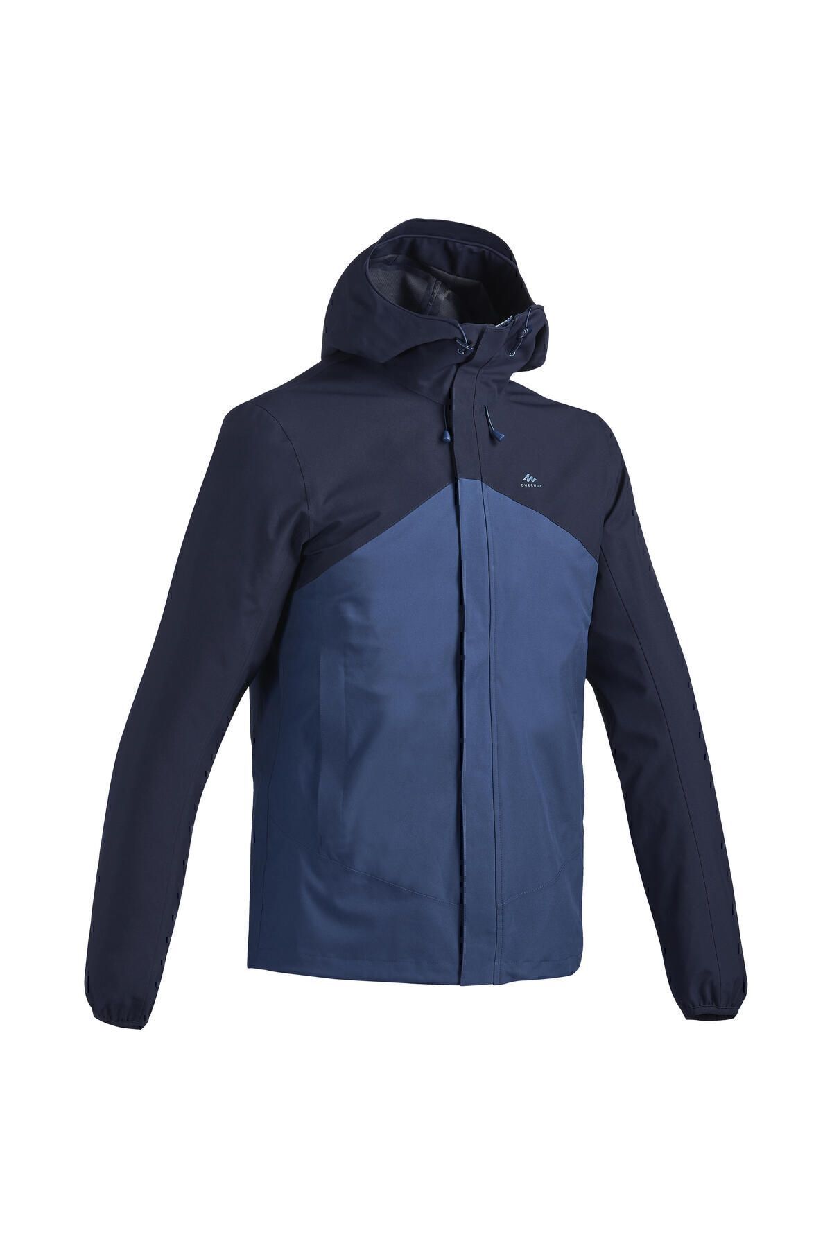 بارانی و بادگیر ورزشی مشکی مردانه در فضای باز آبی Decathlon