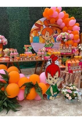 Genel Markalar Taş Devri Bambam Doğum Günü Pembe Turuncu 50 li Balon Seti