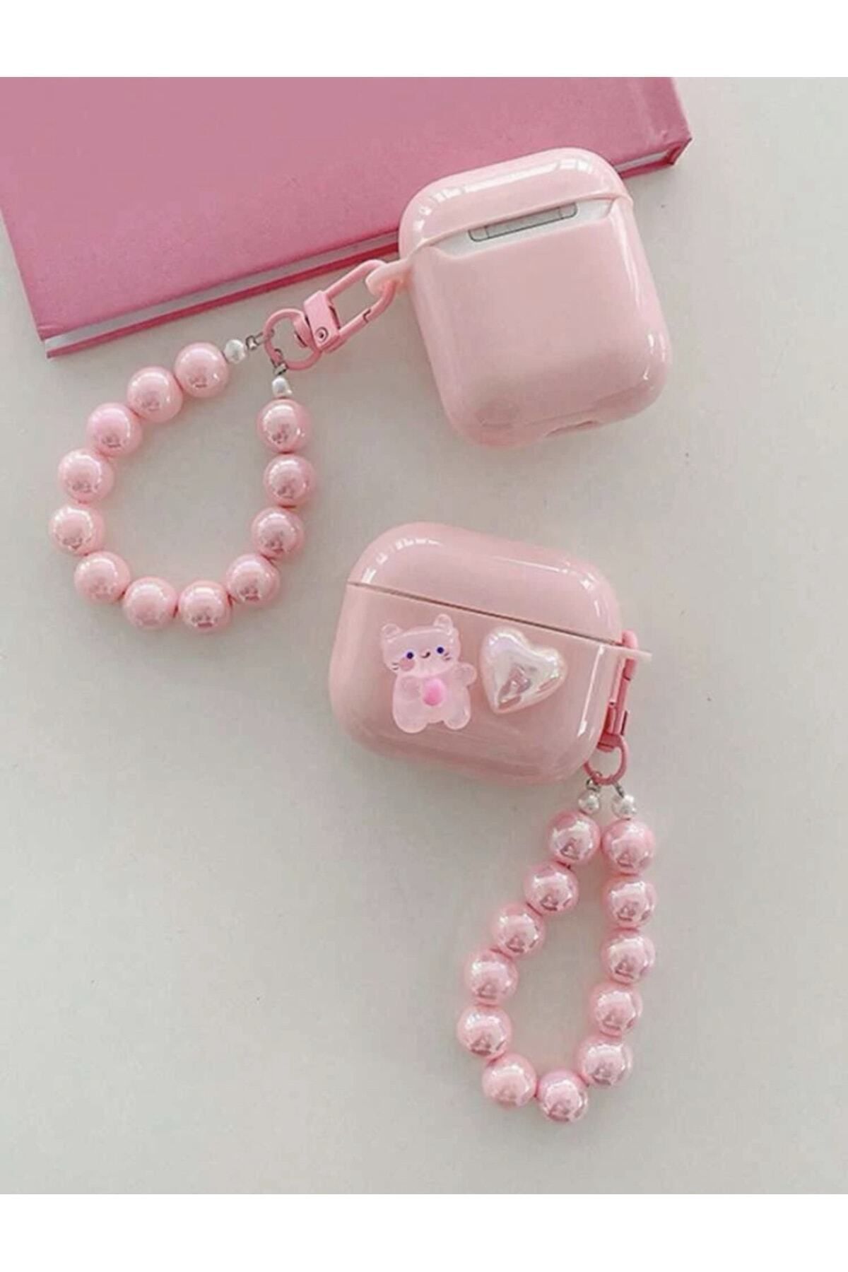 SHEIN-Cat and heart decorated case compatible with Airpods 1/2 generation 3