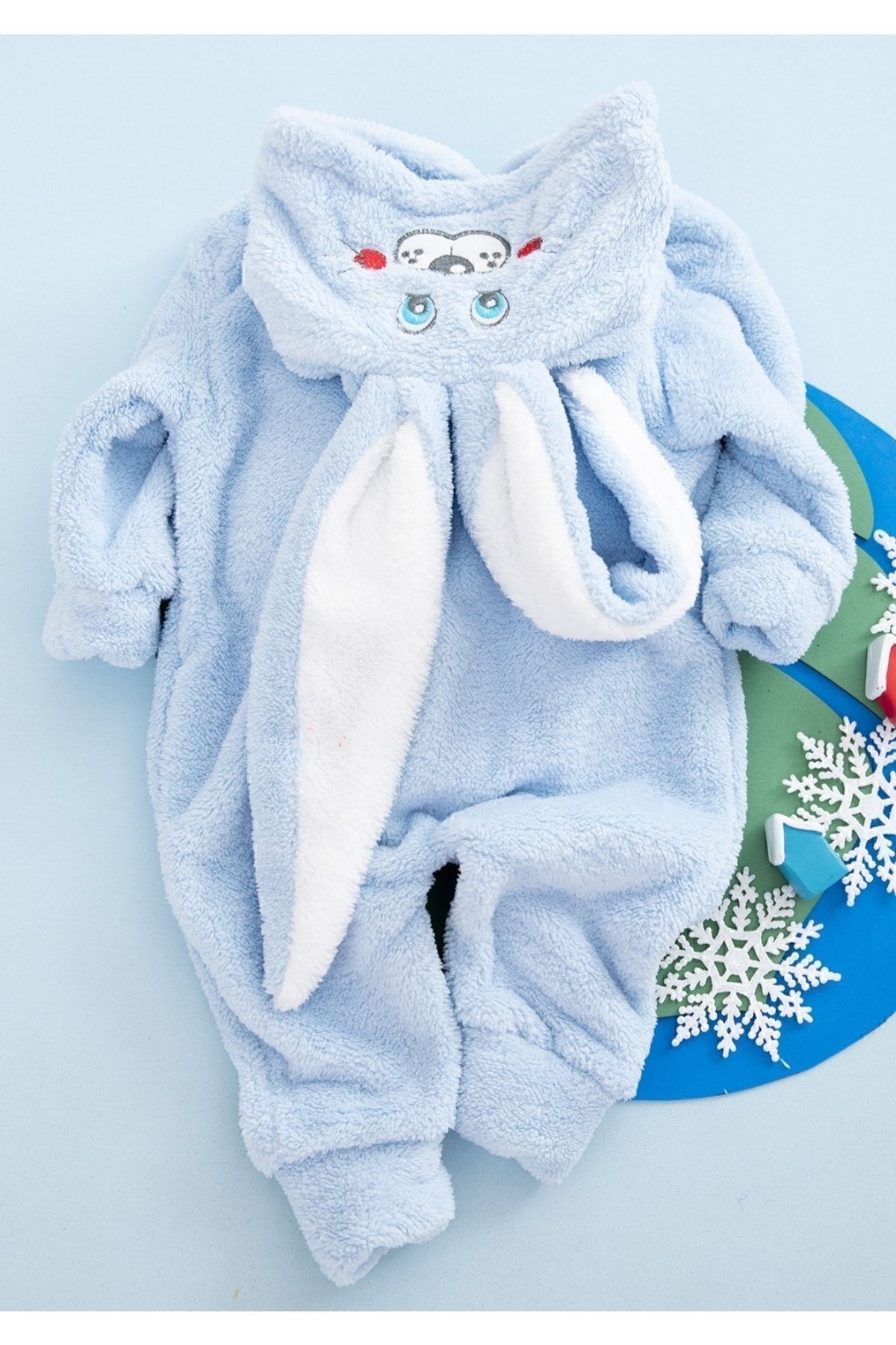 HAVUÇ BEBEK Erkek Bebek Mavi Peluşlu Welsoft Tavşan Tulum fotoğrafı 2 (önizleme)