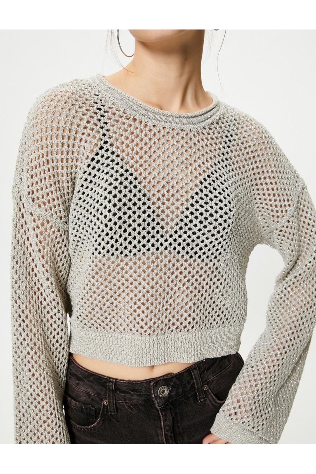 سویشرت زنانه نقره اي کوتونKoton | SS0000000037384 اورجینال - تصویر 5