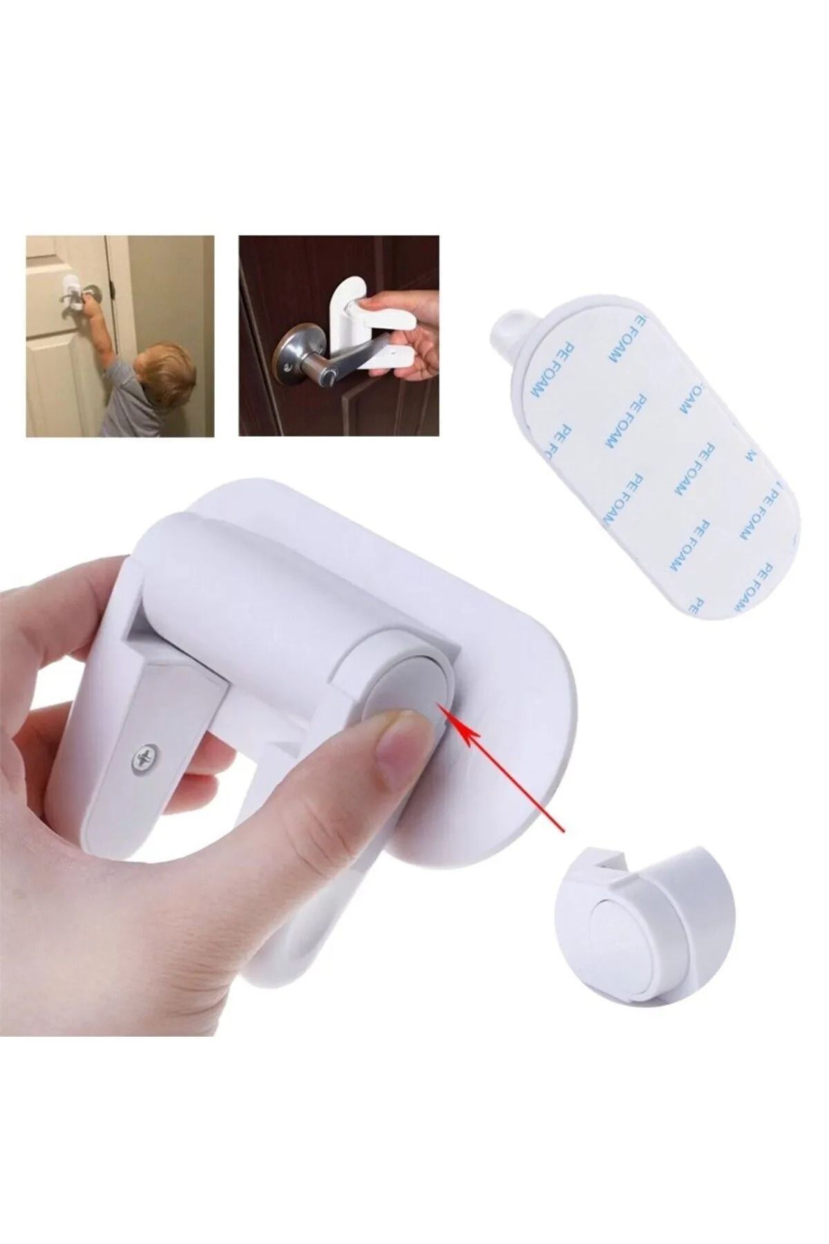 TİNEKE-Practical Manual Child Door Lock - Self-Adhesive, Multifunctional Baby Safety Lock 3