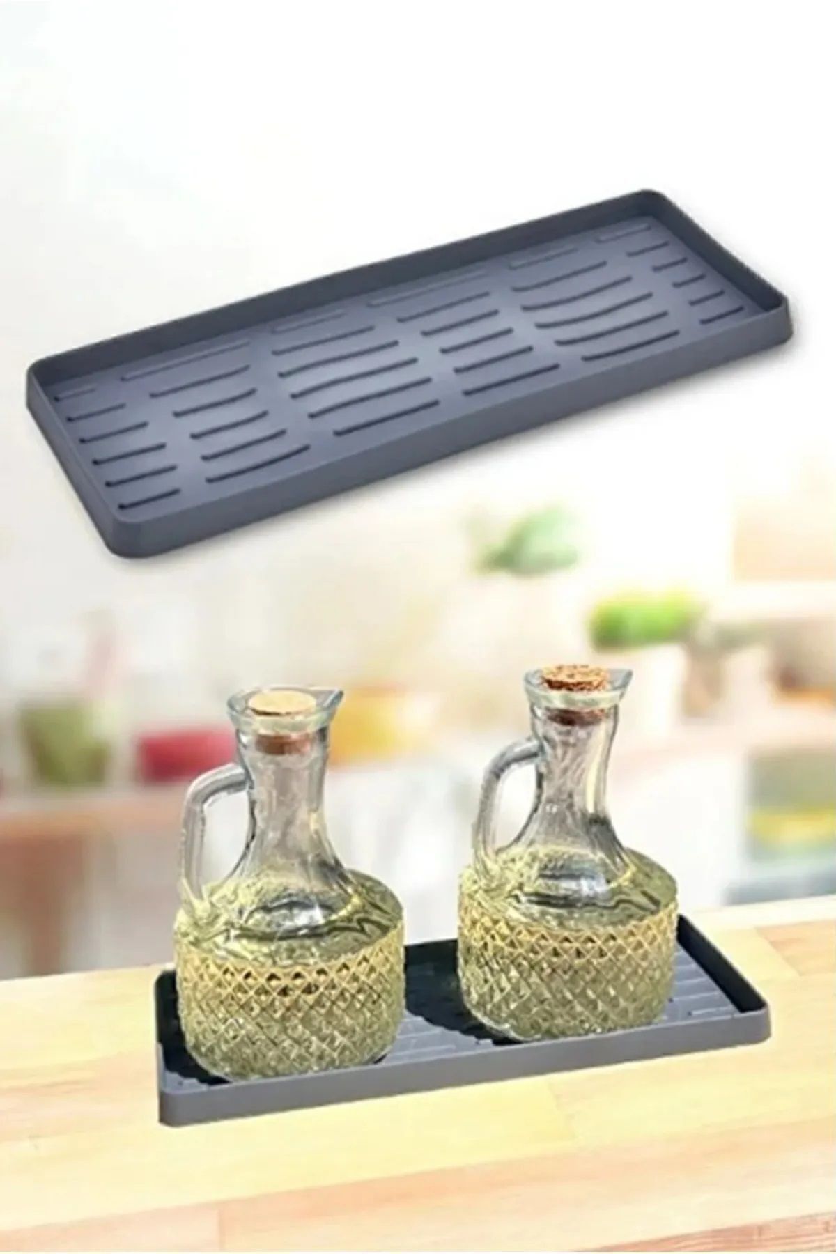 Keyfi Sepet-قاعدة حامل وعاء الزيت من السيليكون، حامل صابون منظم متعدد الأغراض، 26 × 10 سم 1
