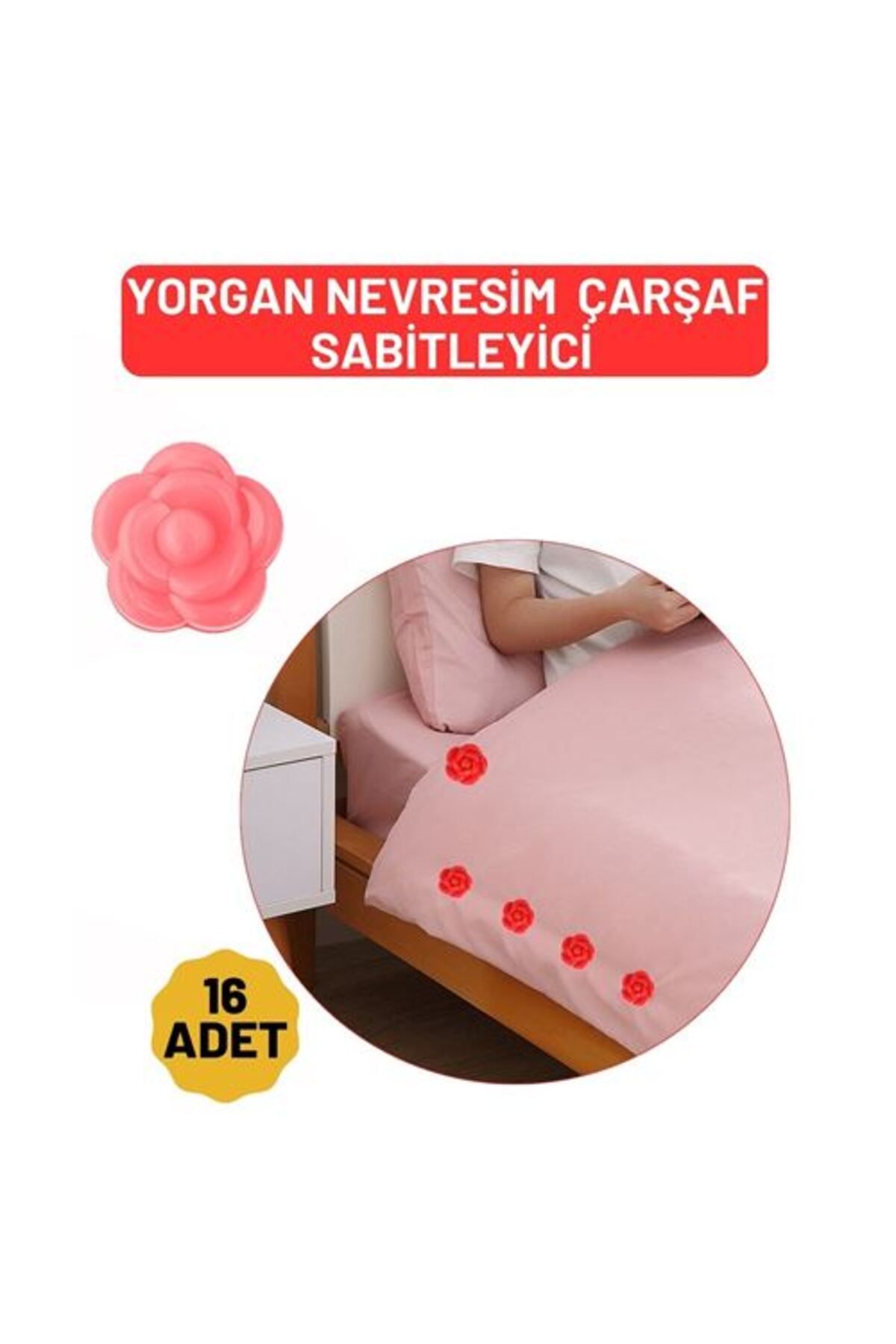 etexy ModaCar Yorgan Çarşaf Kılıf Sabitleyici 16 Adet Çiçek Model