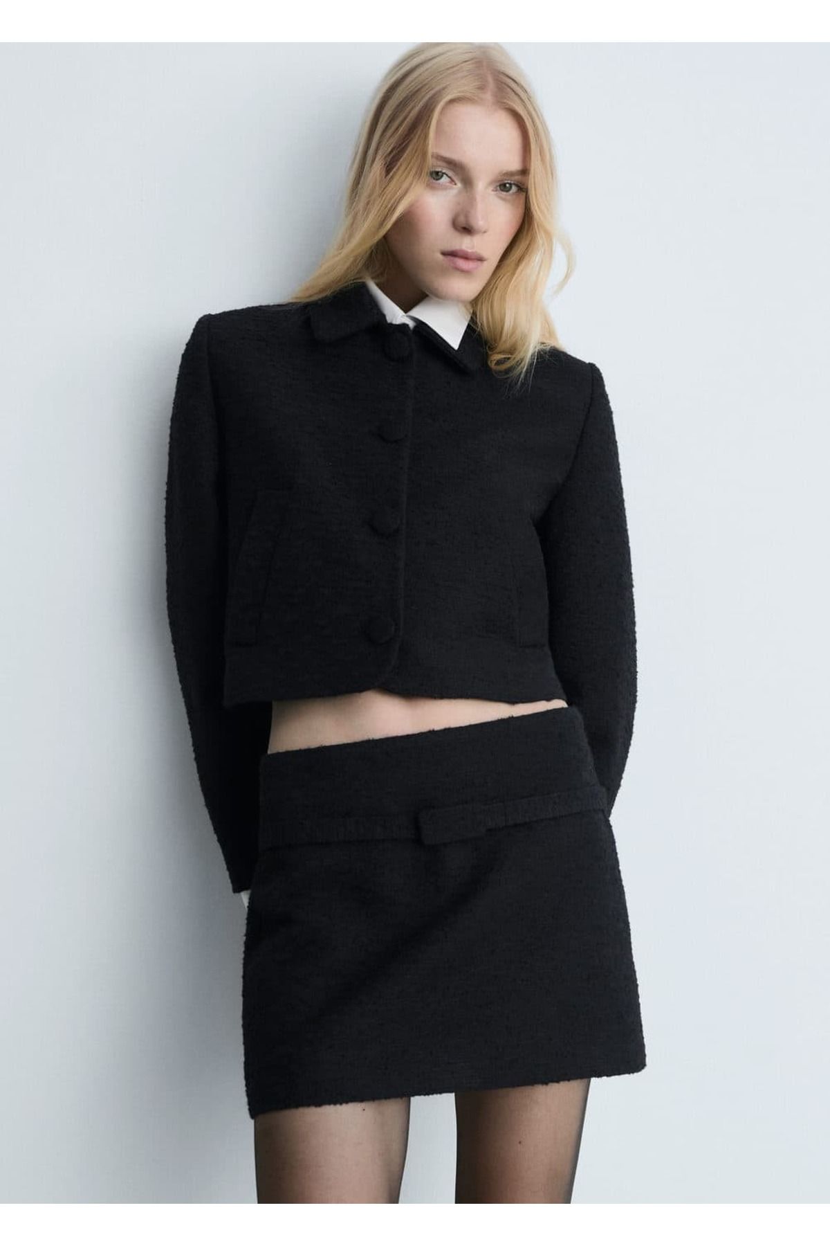 MANGO Woman Jachetă Scurtă Din Tweed Femeie - M