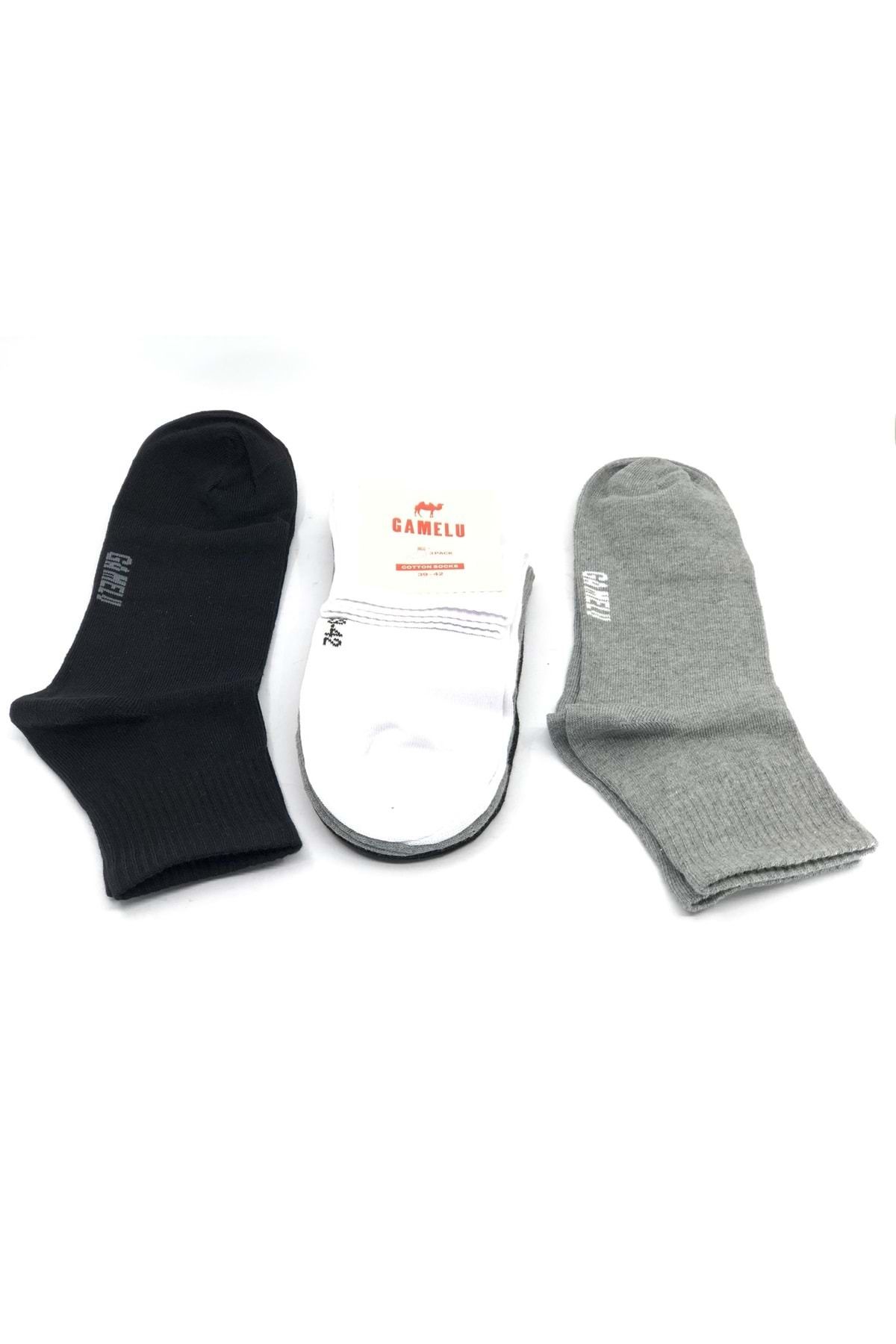 KCMN Sosete Din Bumbac Gamelu 3 Buc. Sosete Scurte De Tenis Unisex Negru-gri-alb Unisex - 39–42