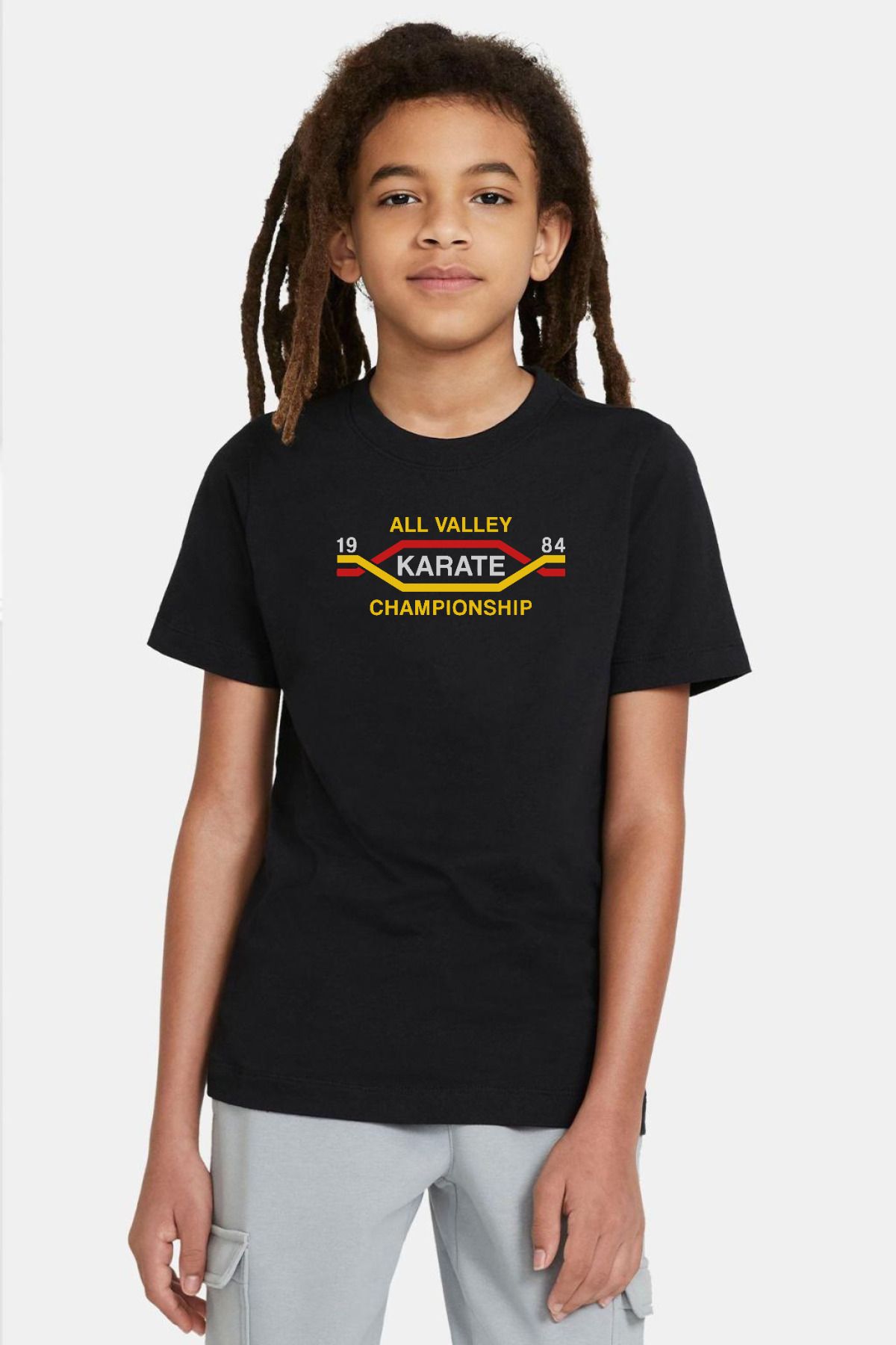 Tshirthane-Cobra Kai All Valley Karate Championship 1984 Black Kids T-shirt 1