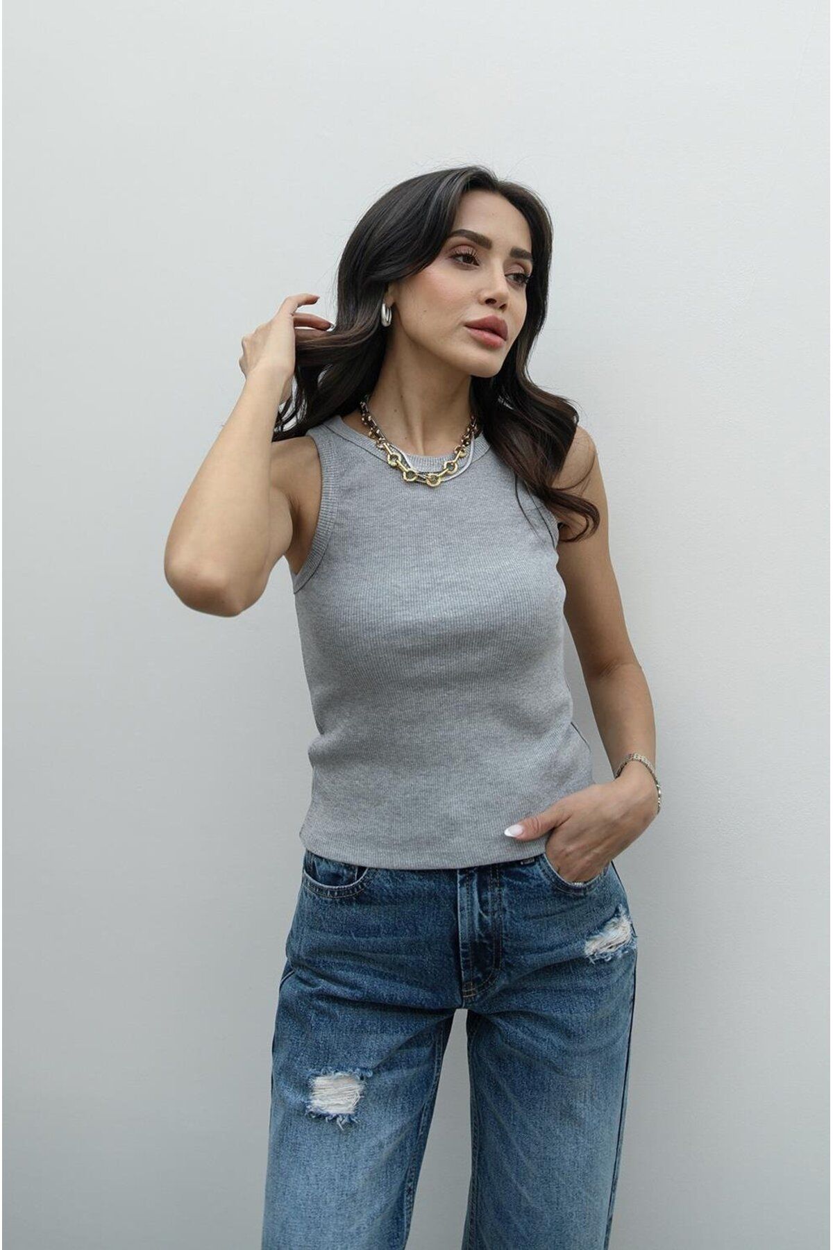 Havoş-Szary Versay Corded Tank Top 2