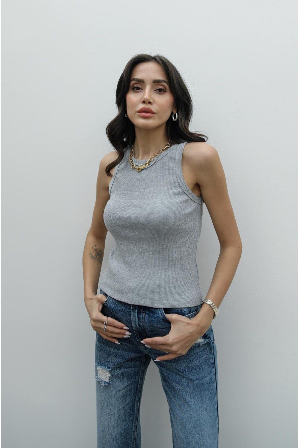 Havoş-Szary Versay Corded Tank Top 3