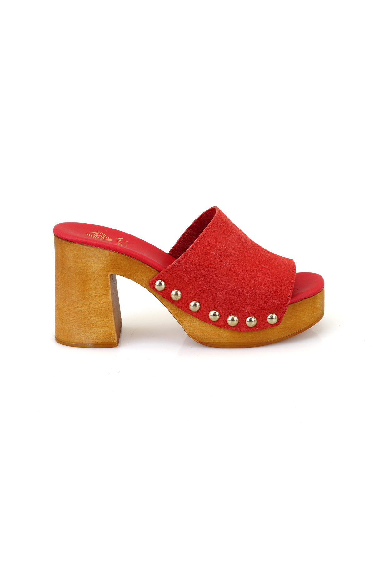 Desa-Women's Red Heeled Suede Leather Slippers 2