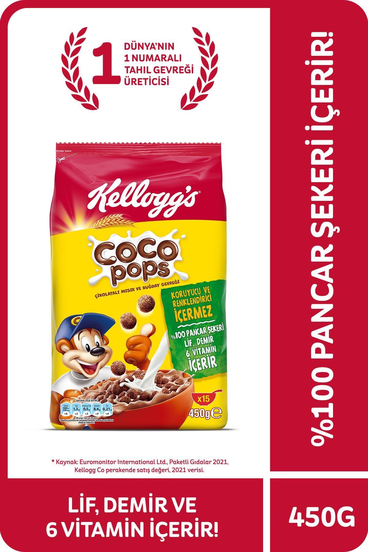 Kellogg's Coco Pops Çikolatalı Buğday Ve Mısır Gevreği 450 Gr, Lif,demir Ve 6 Vitamin Içerir