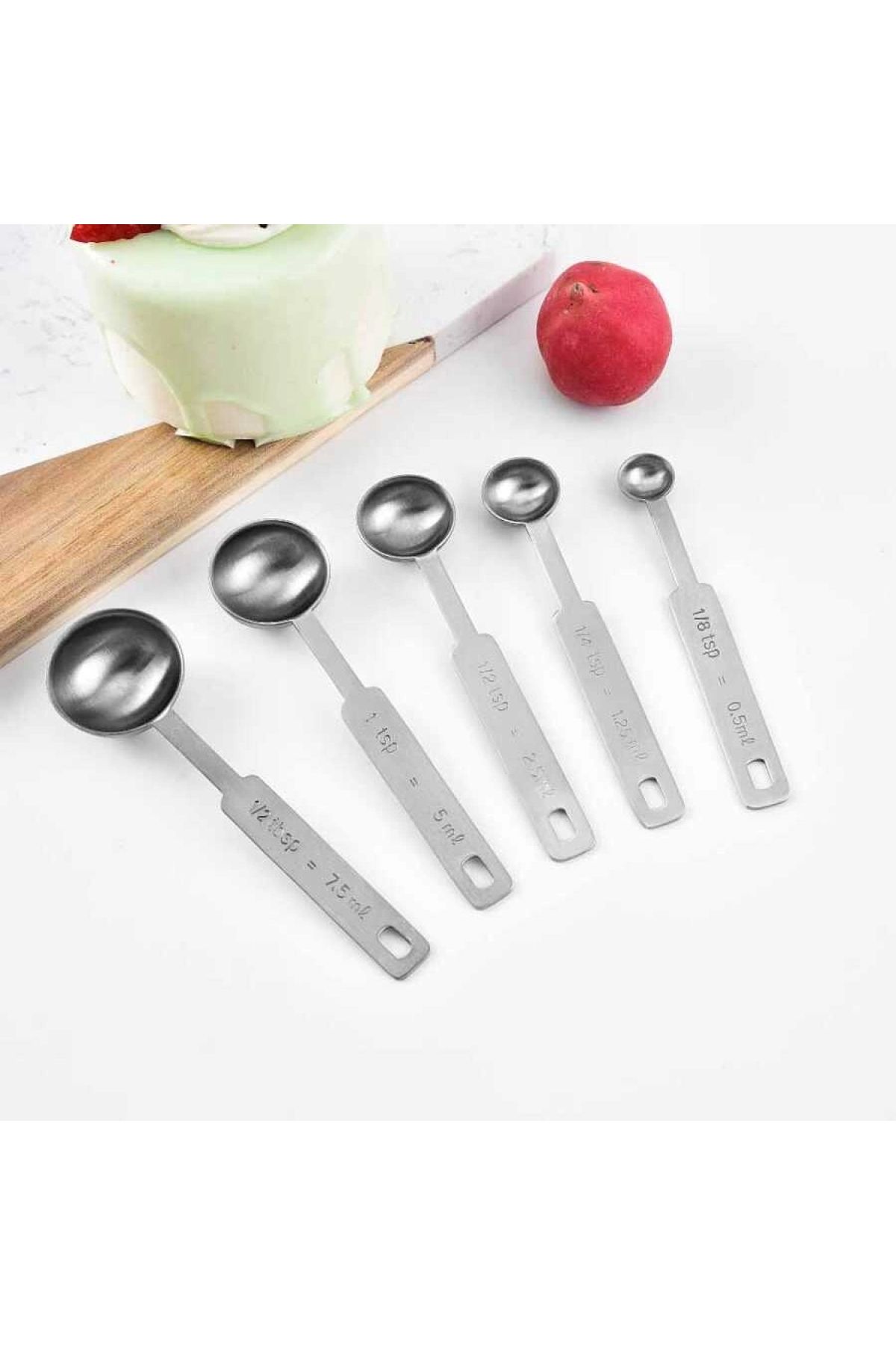 artizanmutfak-Steel Liquid Measuring Spoon Set |   Liquid Scale Spoon Set of 5 (Kö-5) 2