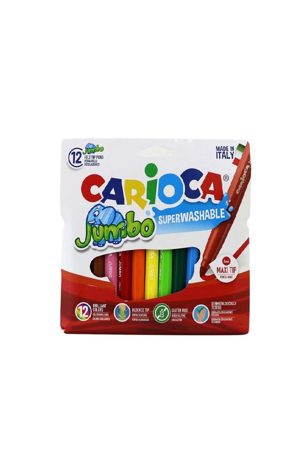 CARIOCA 12'li Jumbo Süper Yıkanabilir Keçeli Boya Kalemi / 40569