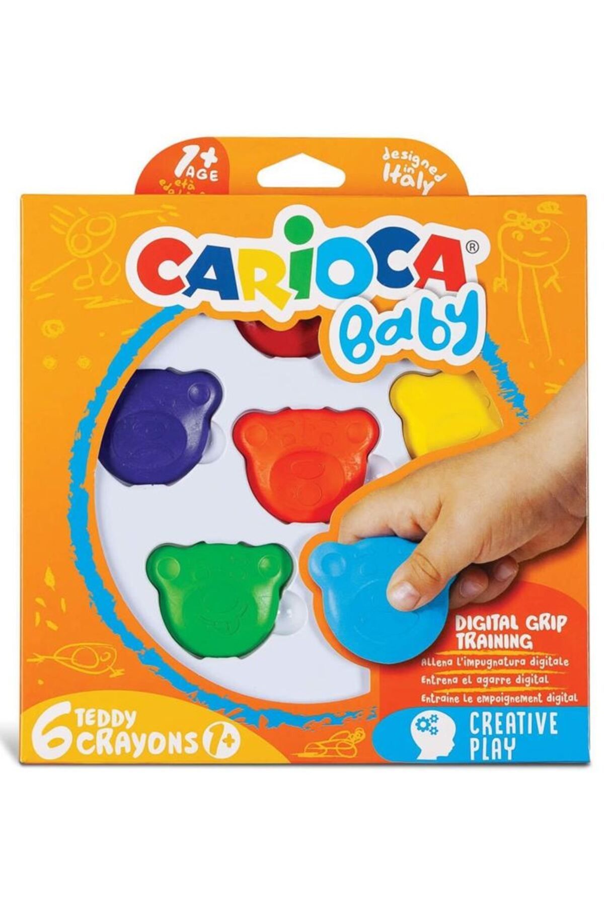 CARIOCA Teddy Şekilli Kirletmeyen Mum Boyalar 6'lı