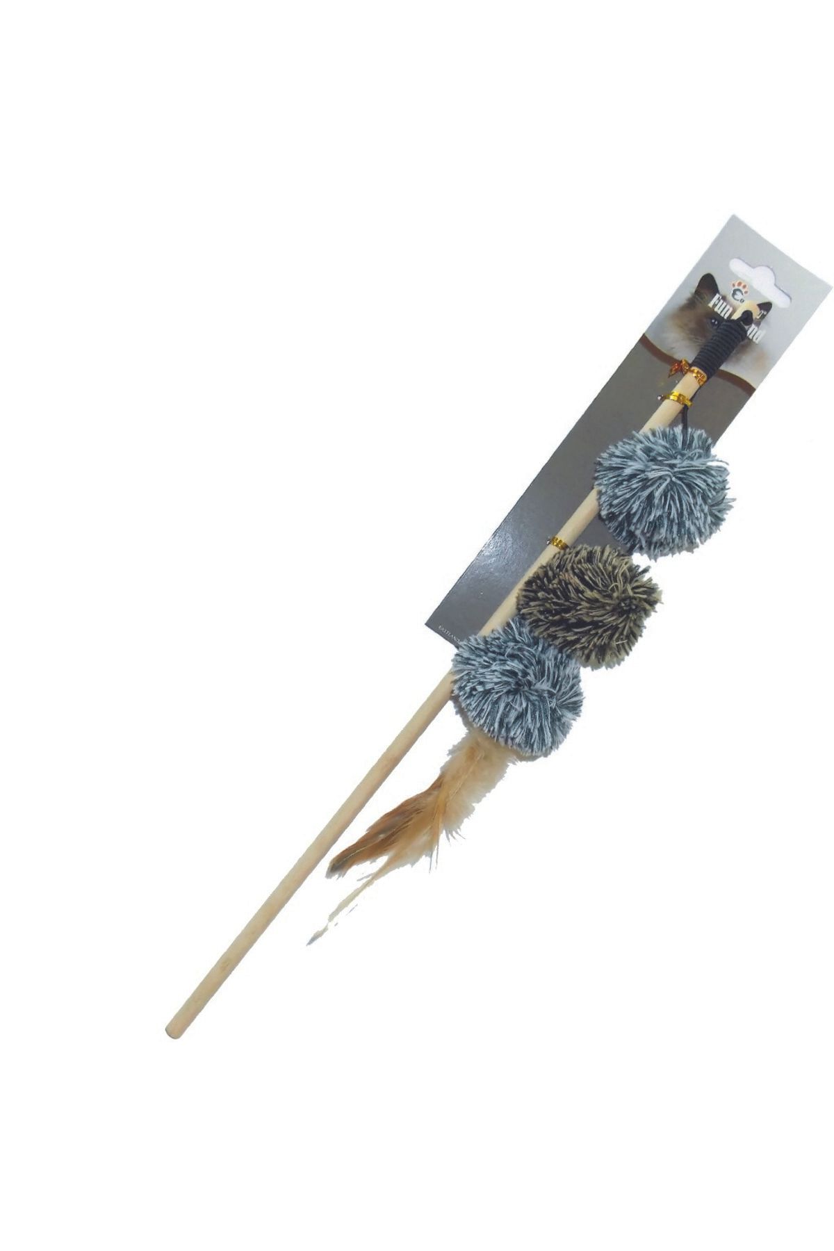 teknotrust Peluş Kedi Oltası, Otlu Sap, 40cm, Eğlenceli ve Güzel Oyun Malzemesi