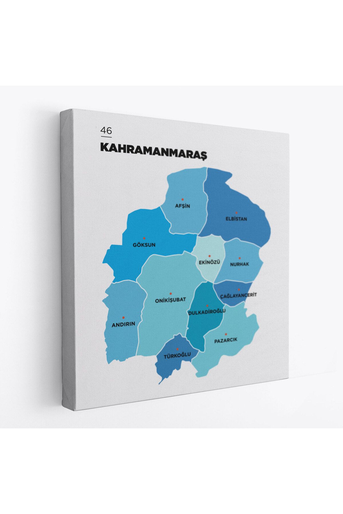 Jusoon Kahramanmaraş İli ve İlçeler Haritası Dekoratif Kanvas Tablo 1372
