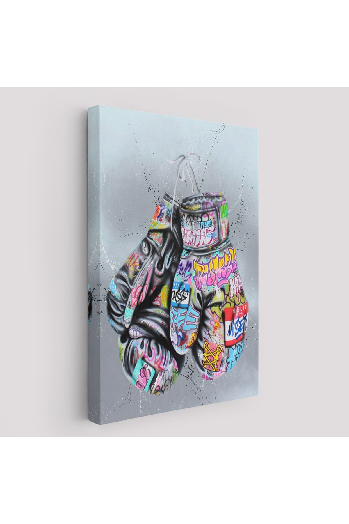 Anılfashion Boks Eldivenleri Kanvas Tablo, Renkli Banksy Sokak Graffiti Kanvas Tablo-5320