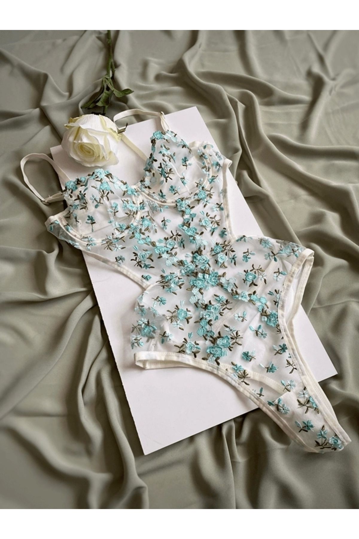 Gece İncisi-Bodysuit - Floral Detailed Design 1