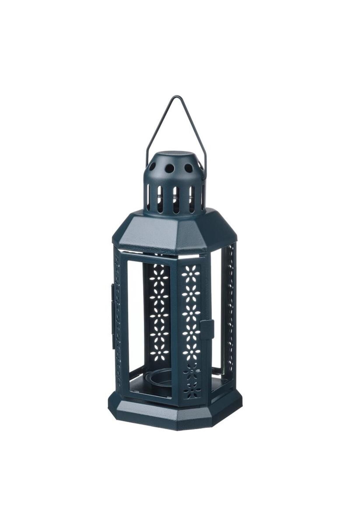 Saatistan Mavi-siyah 22 cm fener, şık ve kullanışlı aydınlatma ürünü