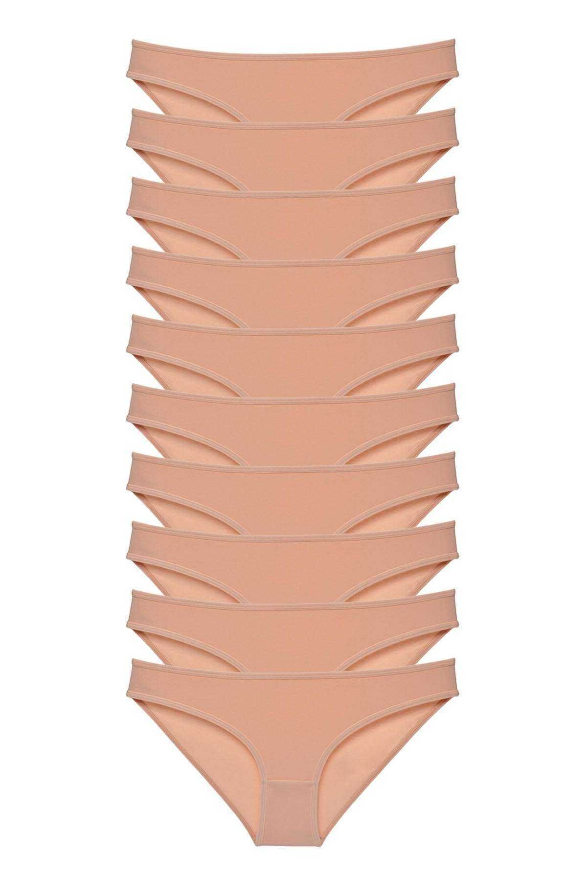 Pink Stil 10 adet Süper Eko Set Likralı Kadın Slip Külot Ten Pink Stil