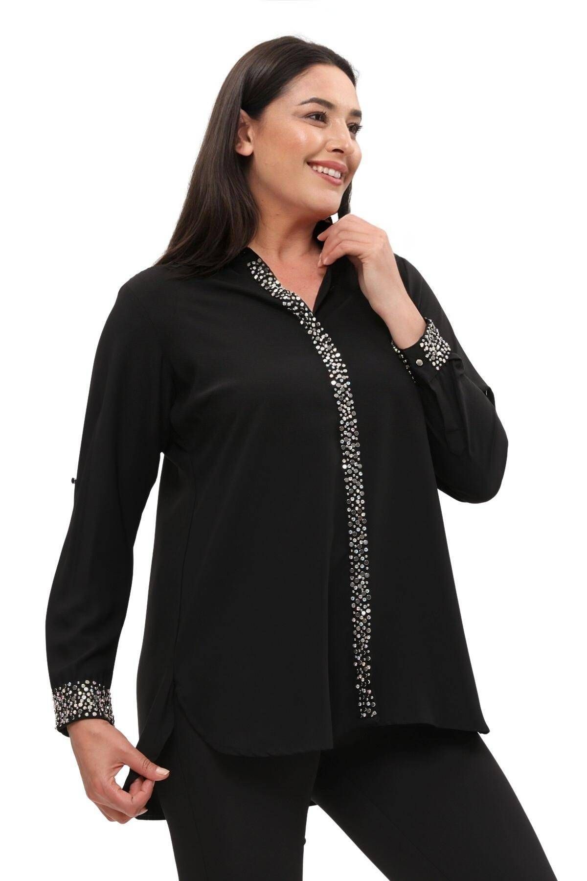 Hanezza Jessica Handmade Crepe Evening Dress Shirt - Plus Size Elegant ...