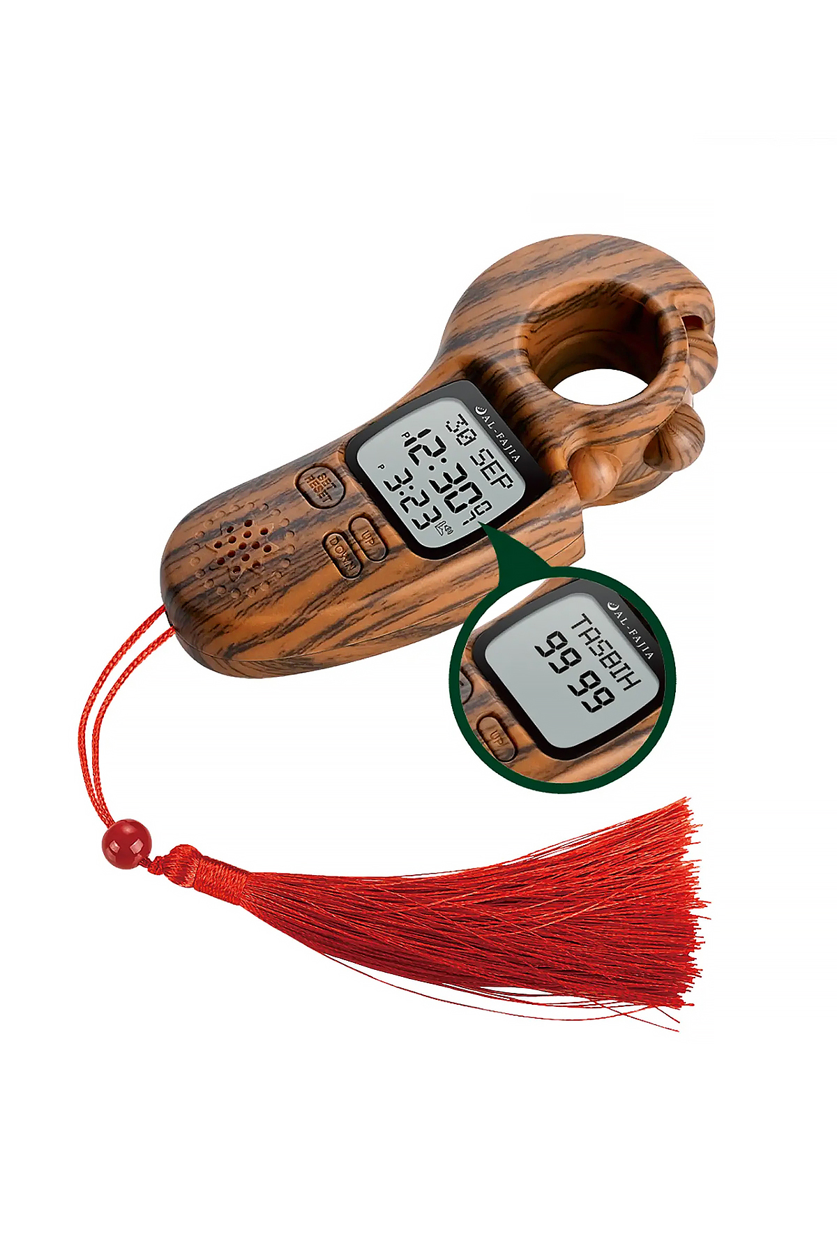 Al-Fajia Digital Meter Tasbih Zikirmatik Light Coffee with Luminous Scroll Reciting Athan
