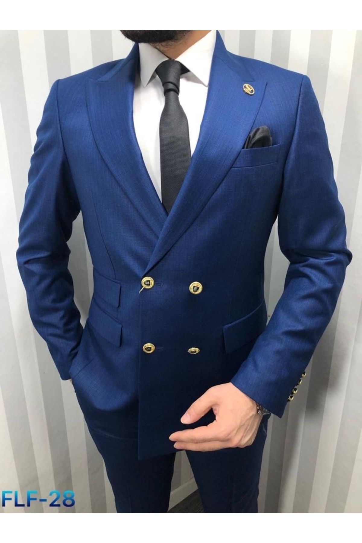 MASSARO Kruvaze Slim Fit Takım Elbise — سرمهای sz234