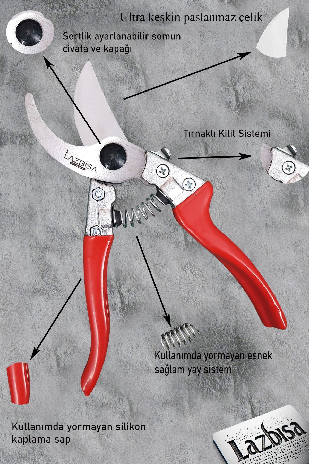 LAZBİSA-Lz-K1 Pro Garden Branch Trimming Scissors - Pruning and Vineyard Scissors 2