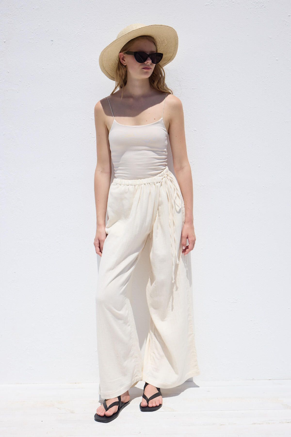 Manuka-Ecru Color Muslin Wrap Pants 5