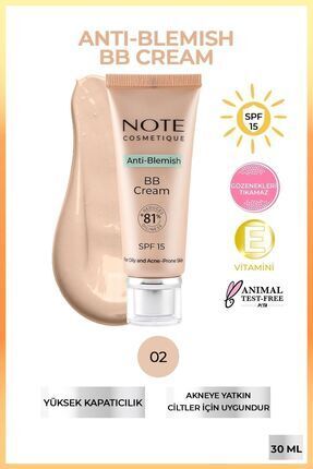 Note Cosmetics Anti-Blemish BB Cream SPF 15 Akneye Yatkın Ciltler BB Krem - 0...