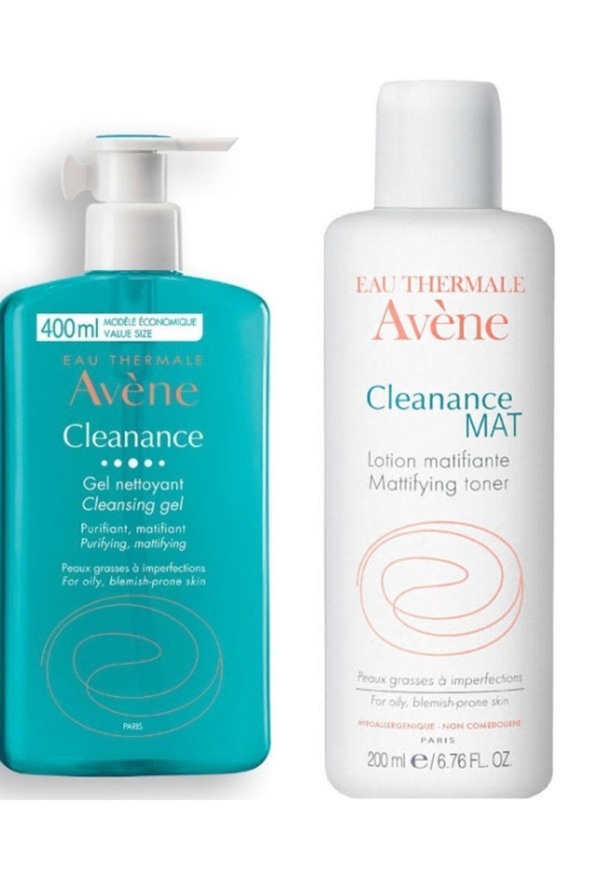 Avene-Cleanance Face and Body Cleansing Gel 400 Ml - Cleanance Matte Mattifying Lotion 200 Ml 1