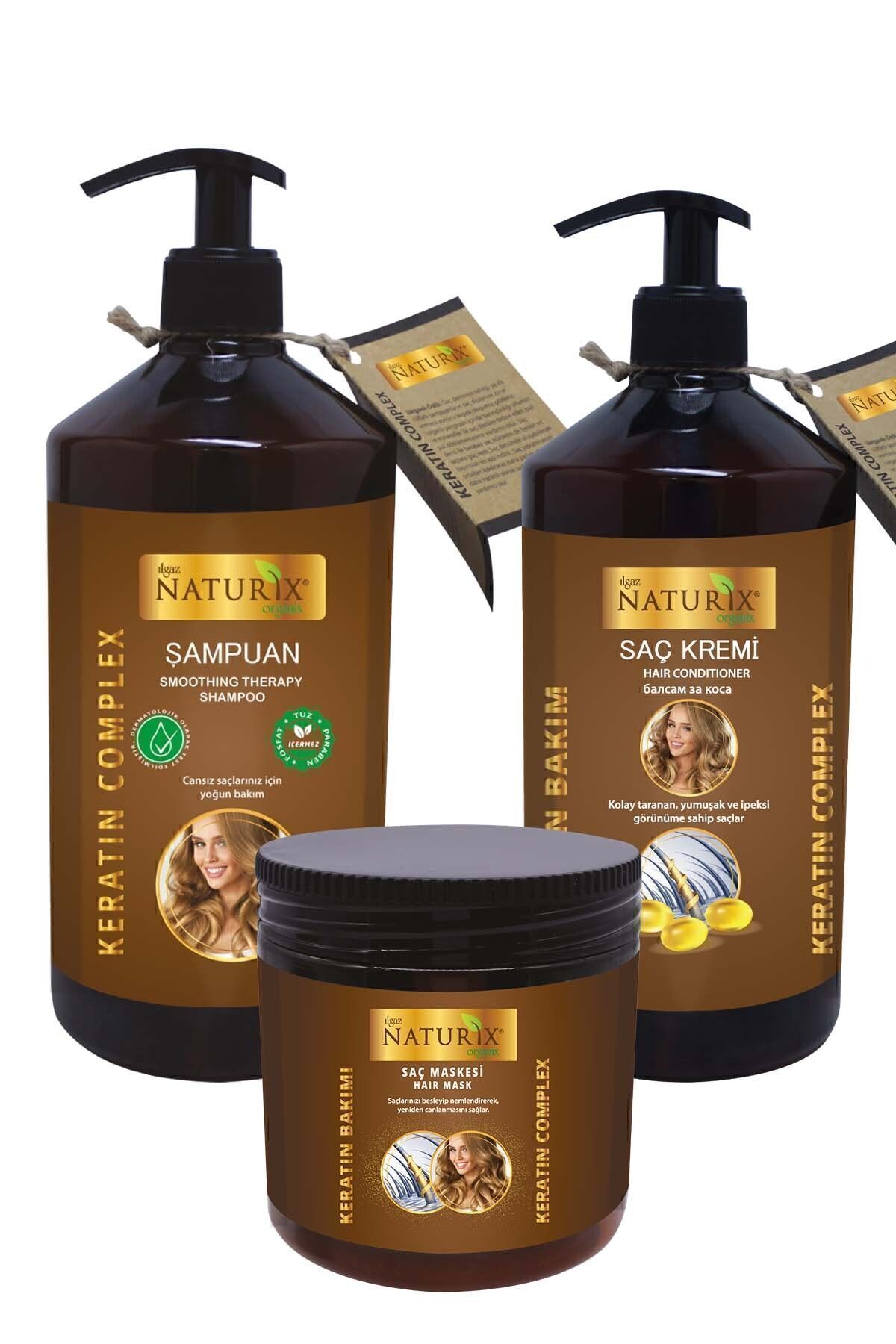 Naturix Tuzsuz Şampuan Seti Saç Güçlendirici Keratin Bakım Şampuan