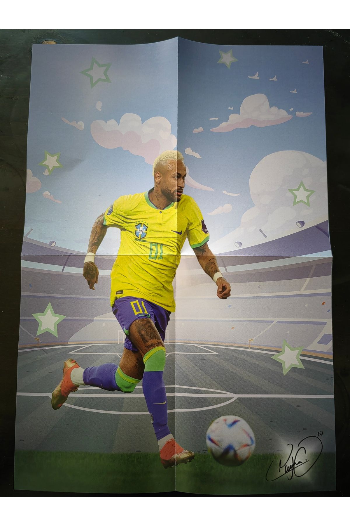 Poster ve çıkartma hediyeli futbolun yıldızları serisi - Benim adım Neymar spor futbol kitap 2
