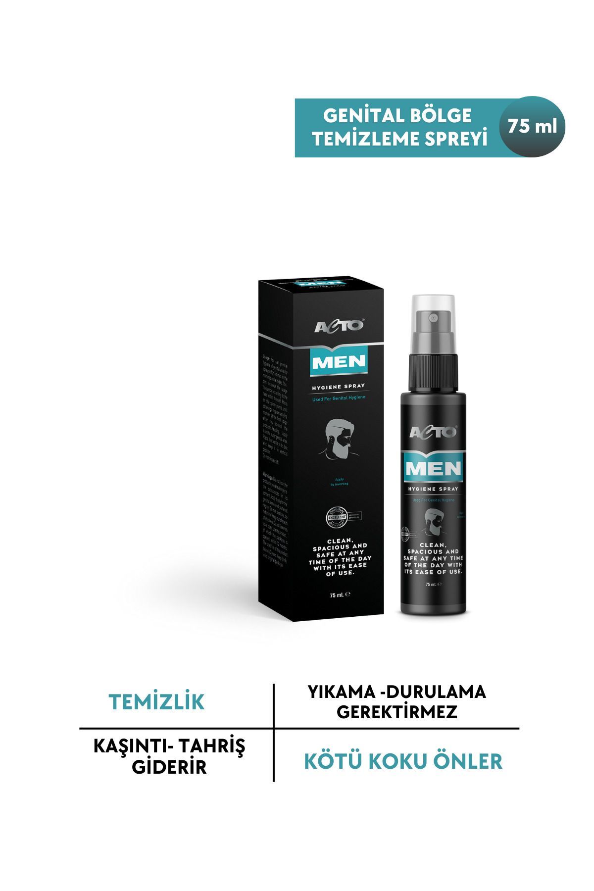 Men Hygıene Spray 75 Ml, Erkek Dış Genital Bölge Temizleme Spreyi