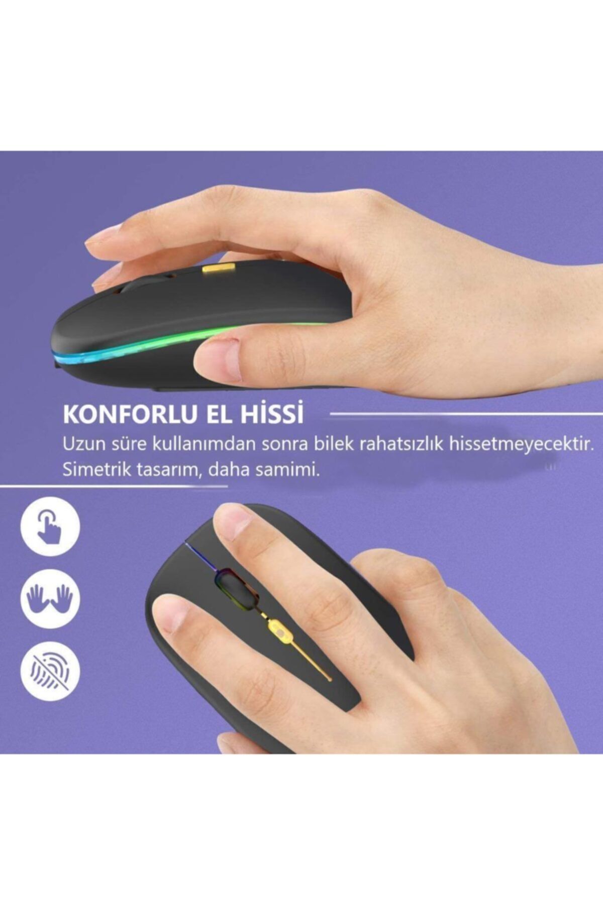 Nivagatore M40 Şarjlı Kablosuz Mouse 800/1200/1600dpi 2.4ghz Rgb Ledli ...