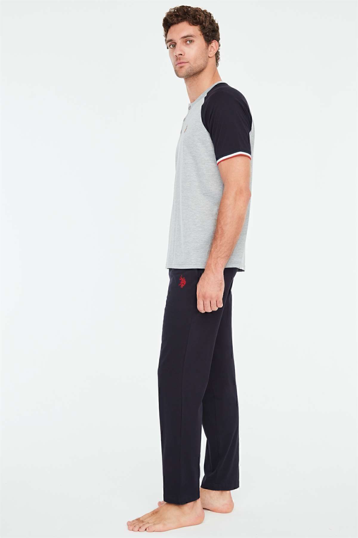 ست پیژامه سبز مردانه پایه. پولو اسن. ملانژ خاکستری Z.1E8.T.6AG6.R8.P U.S. Polo Assn.