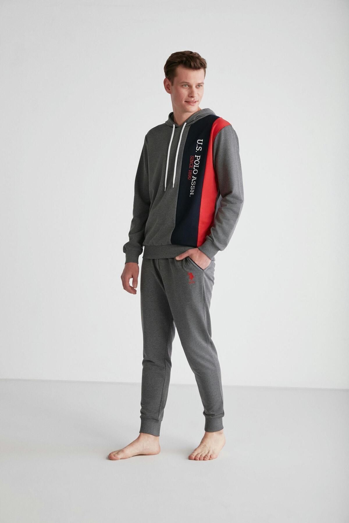 ست پیژامه خاکستری مردانه پایه. POLO ASSN. کلاهدار آنتراسیت ملانژ 024K.Z1ET8AG7RP11 U.S. Polo Assn.