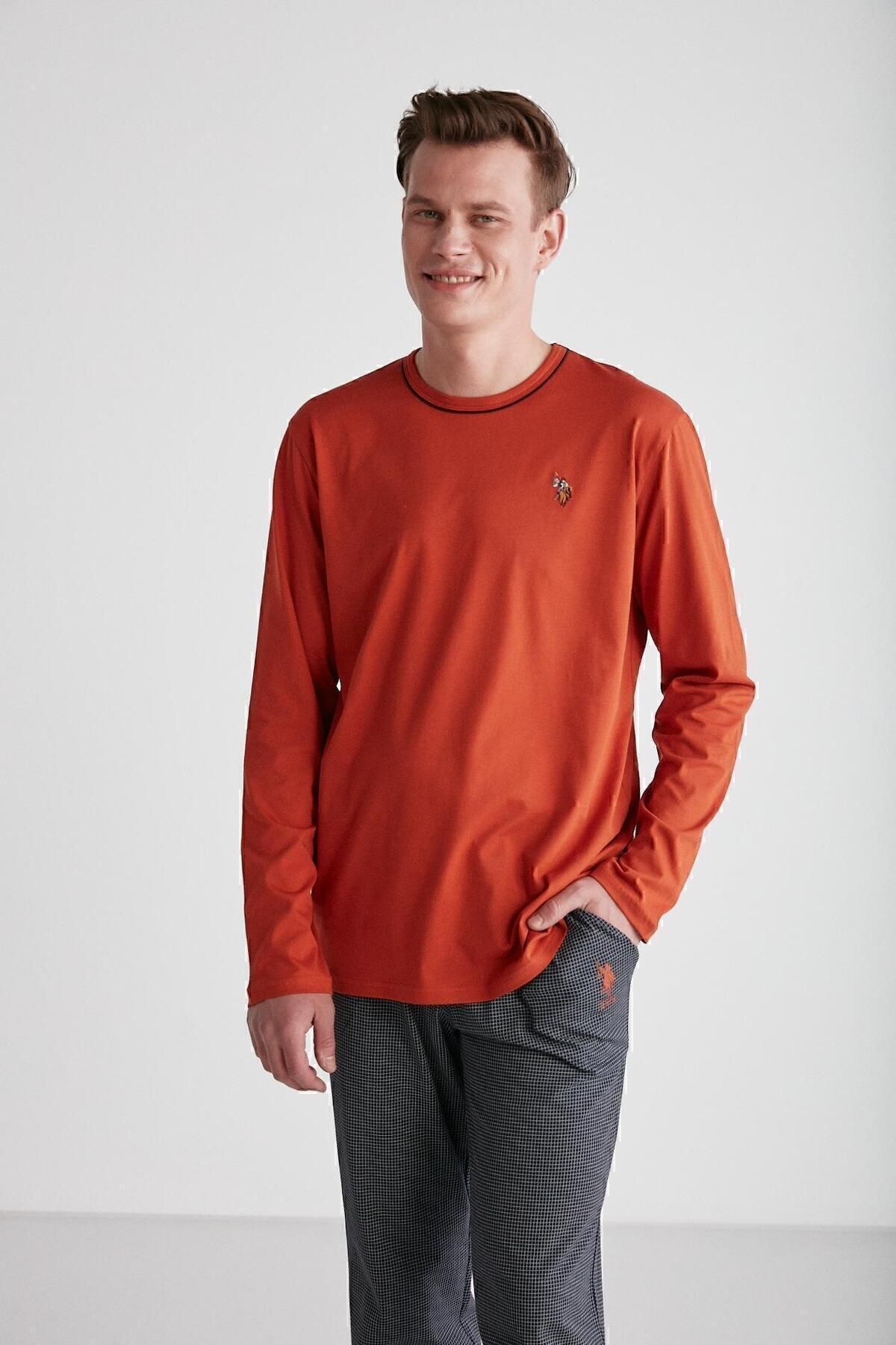 ست پیژامه آبی مردانه پایه. POLO ASSN. یقه گرد کاشی 024K.A1.S.8T.RA.7.PL.4.S3 U.S. Polo Assn.