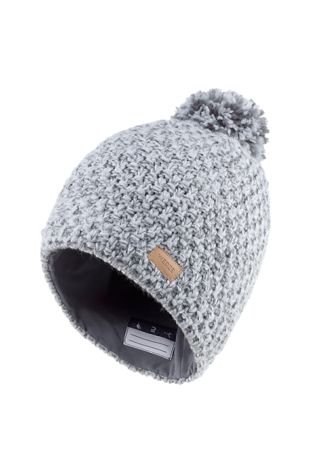 کلاه بافتنی آبی دخترانه و پسرانه بچگانه Wedze Ski Beanie ان خاکستری روشن بی زمان Decathlon