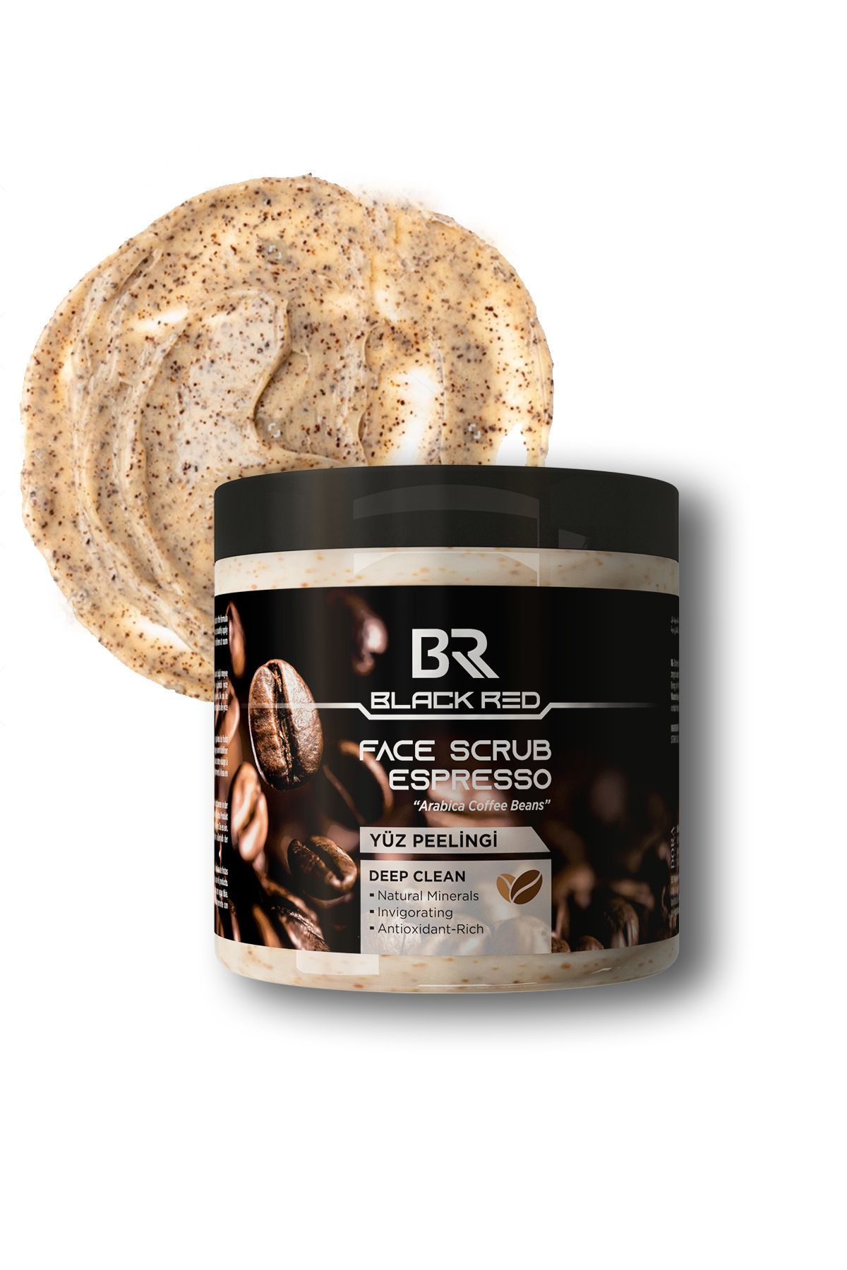 Black Red-500 ml Facial Scrub with Espresso and Caffeine - Antioxidant Effect and Facial Scrub 3