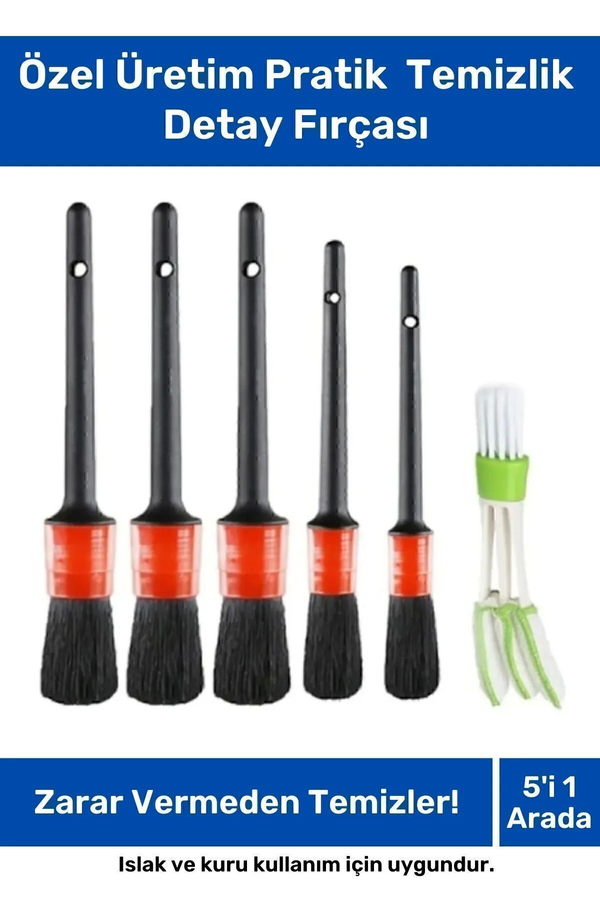 Main Shop Oto Araç Detaylı Temizlik Fırçası-5 1 Oto Araba Yıkama Klima Temizleme-1 Adet M-1038