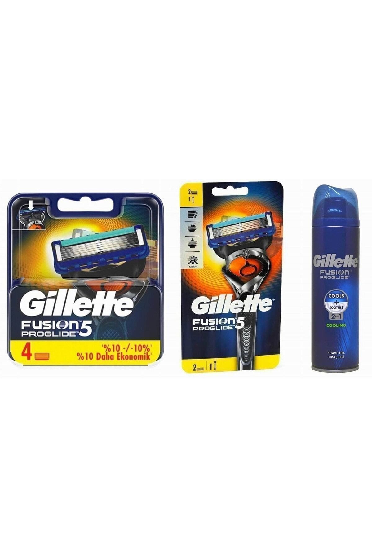 Gillette Fusion 5 Proglide 4'lü Yedek Bıçak + Flexball Tıraş Makinesi 1 Up + Proglide Jel 200 Ml