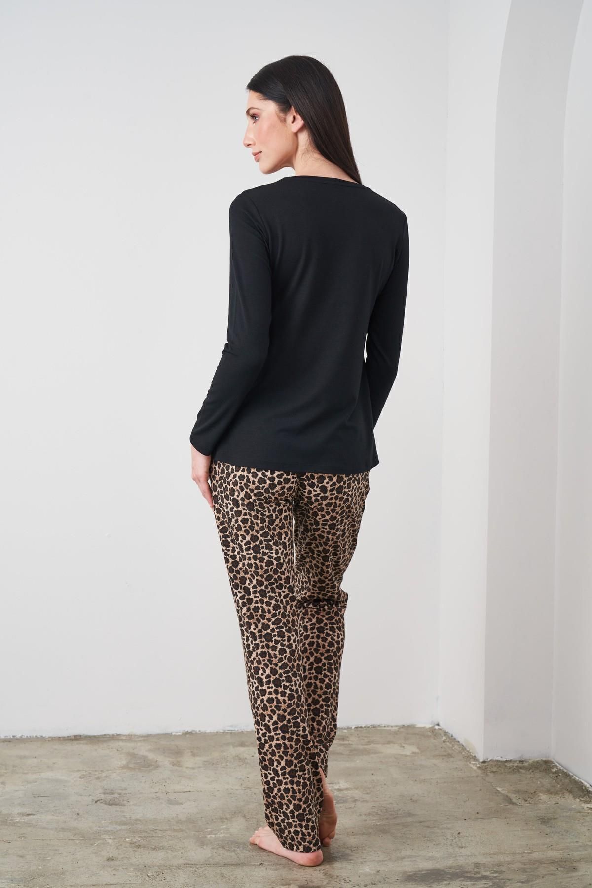 PJS-24513 Women's Leopard Pattern Pajama Set 3