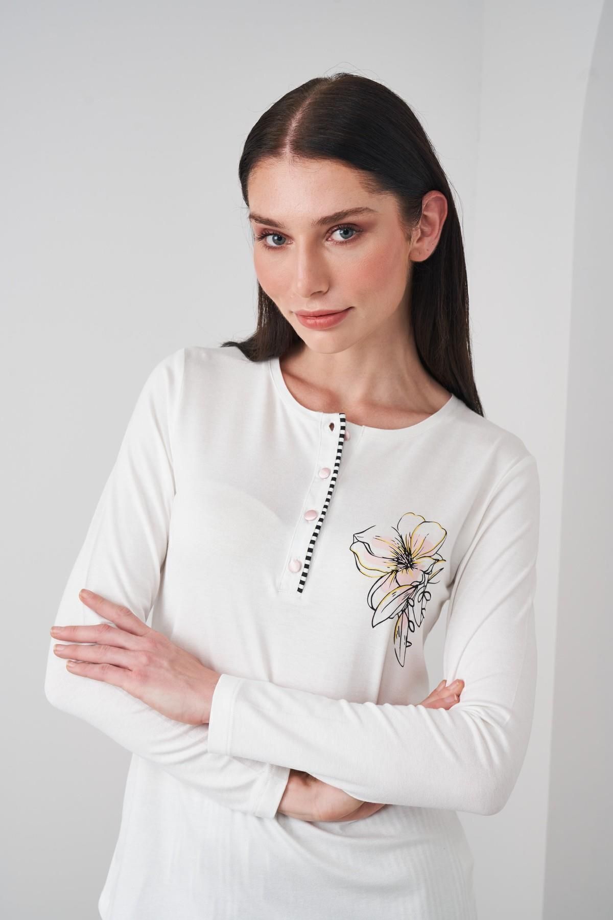 PJS-24505 Set pijama în dungi în carouri pentru femei 6