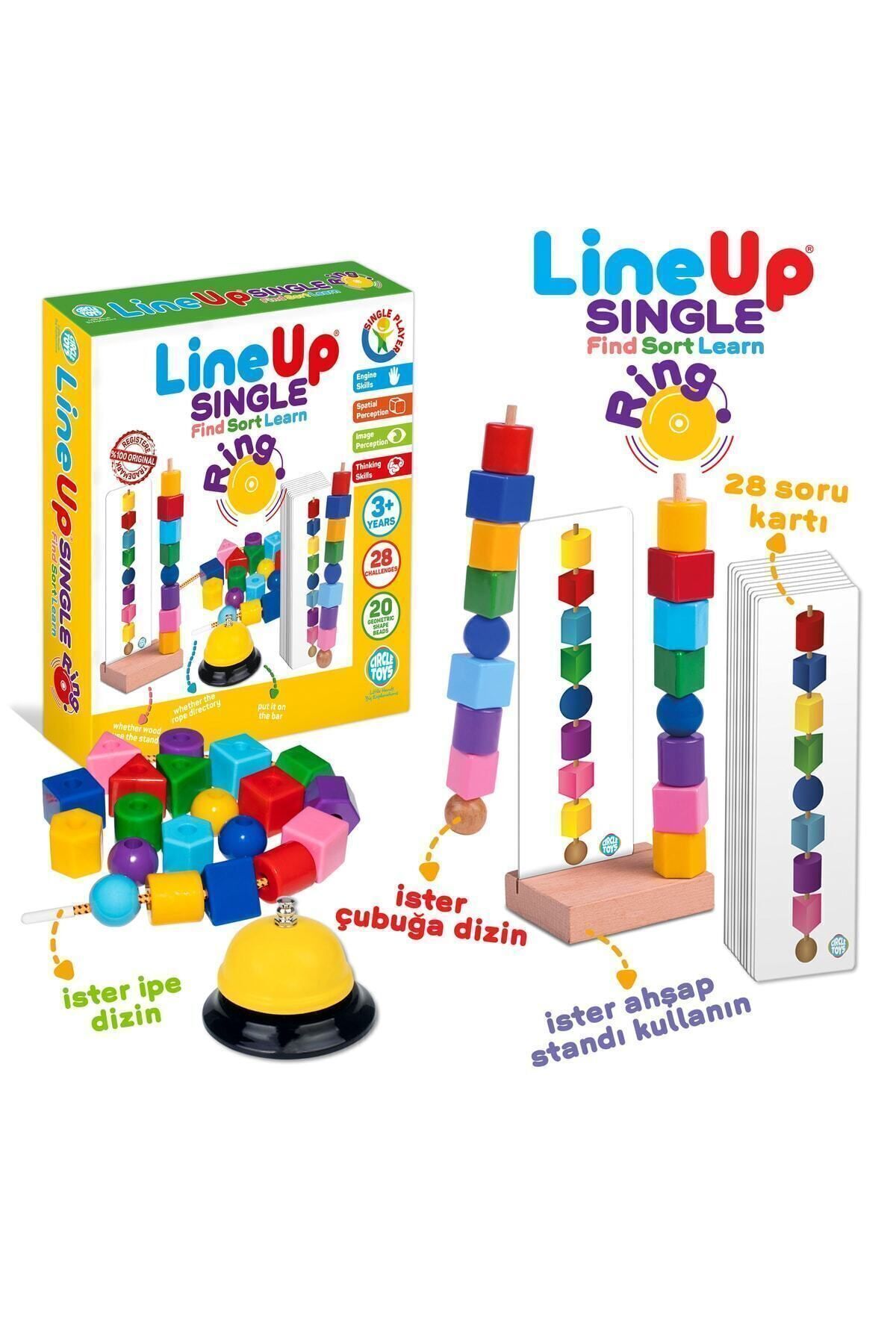 line up-لعبة Lineup ذات الحلقة المفردة والفرز - لاعب واحد، مع جرس 3