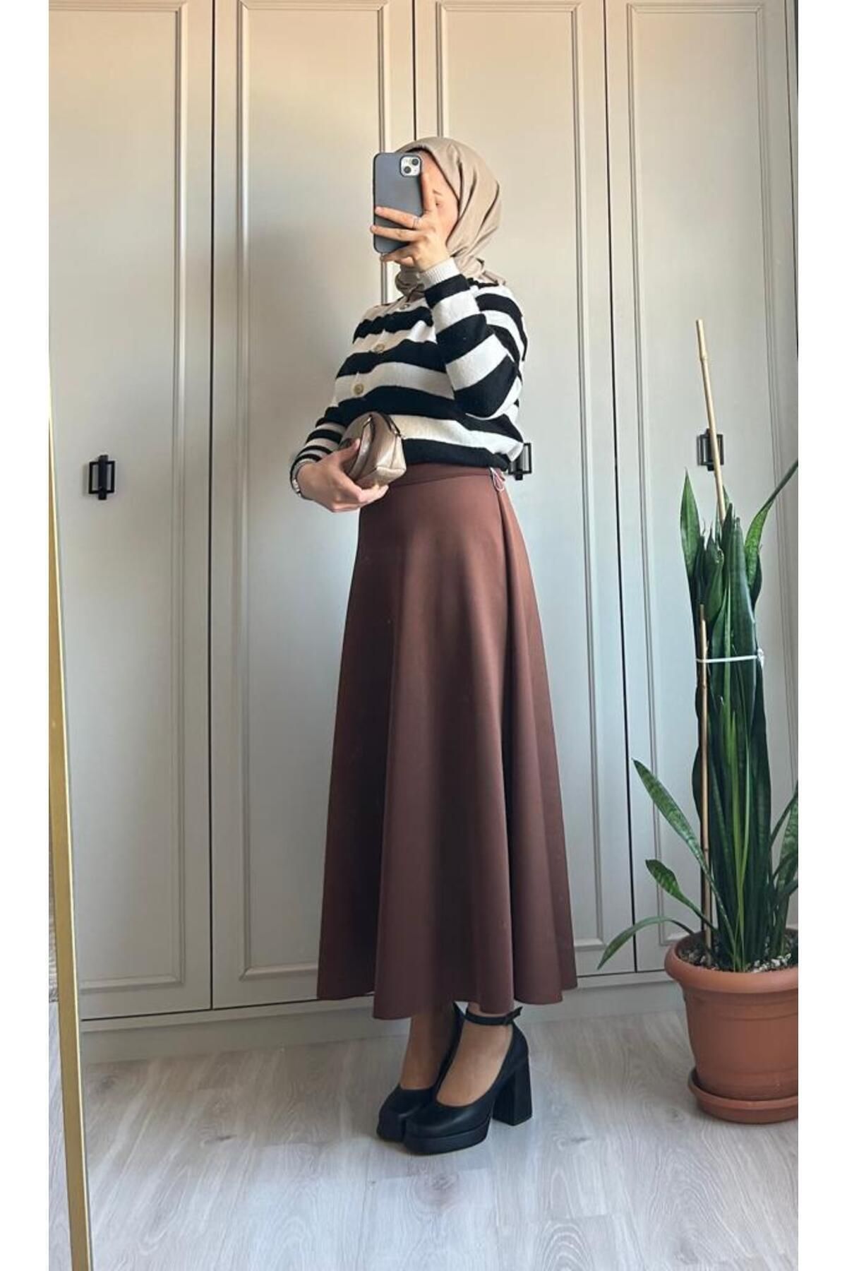 sukuba puff hijab flared skirt