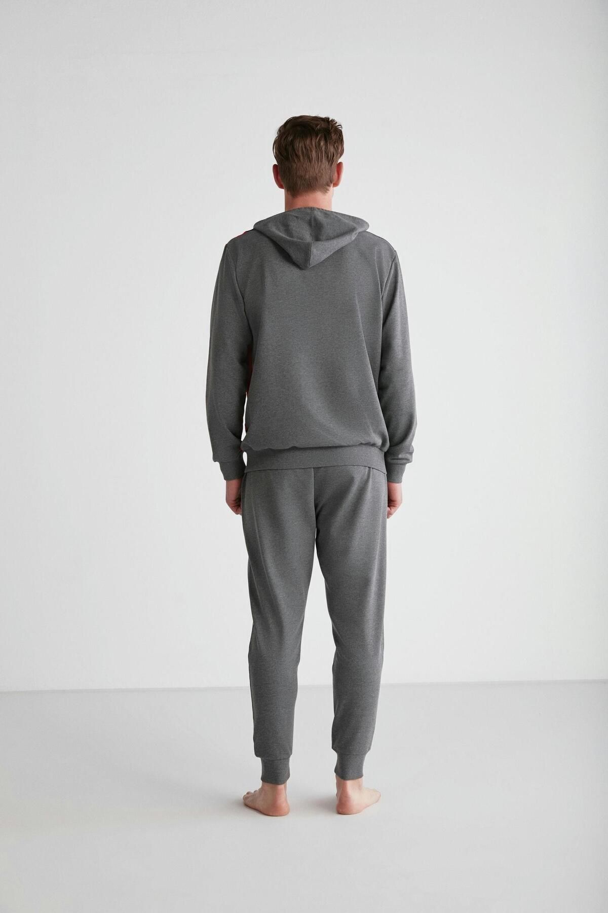 ست پیژامه خاکستری مردانه پایه. POLO ASSN. کلاهدار آنتراسیت ملانژ 024K.Z1ET8AG7RP11 U.S. Polo Assn.
